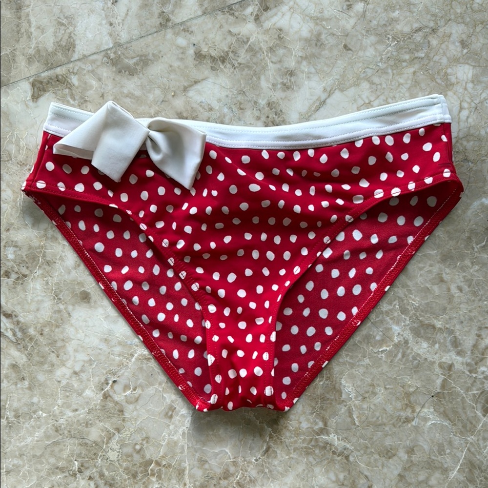 Red & White Polka Dot Swim Bikini Bottom